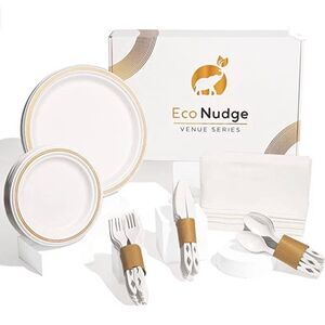 Eco Nudge Disposable Dining Set serves 25 guests Eco Friendly Biodegradable